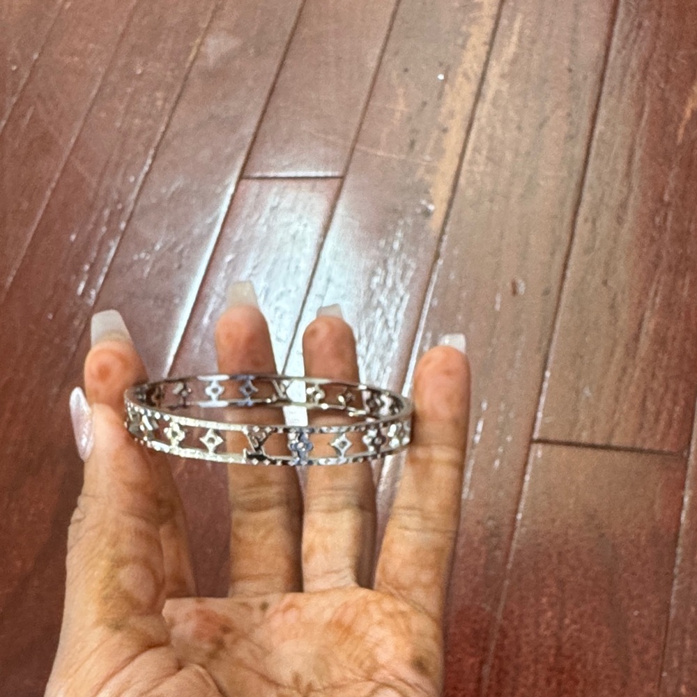 Silver Geometric Bangle Bracelet - image 1